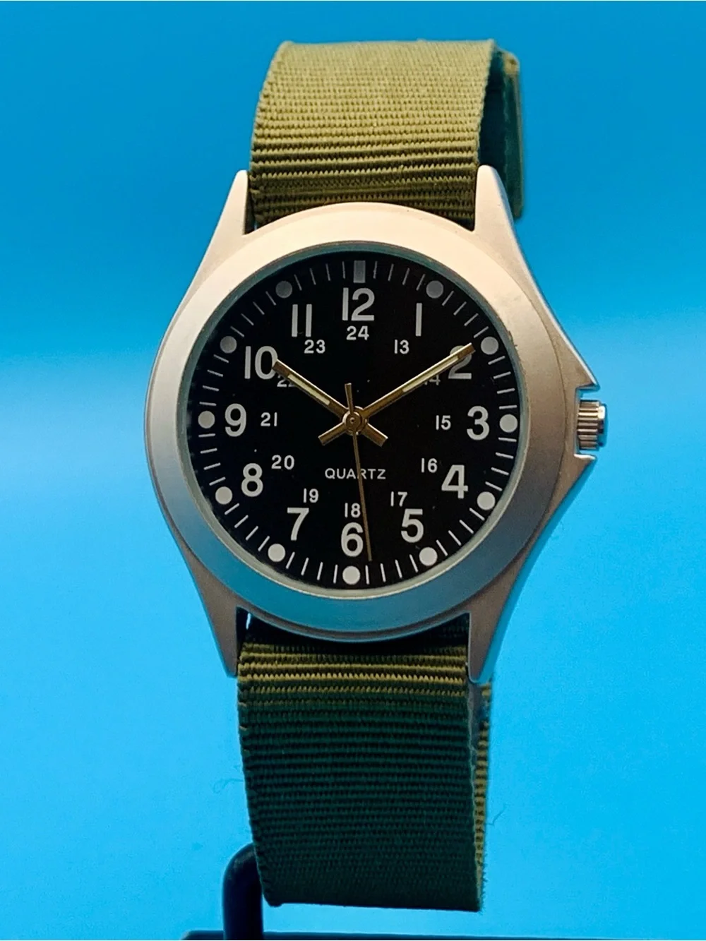 Men’s Military Field Quartz Wristwatch Nylon Strap Working New Battery